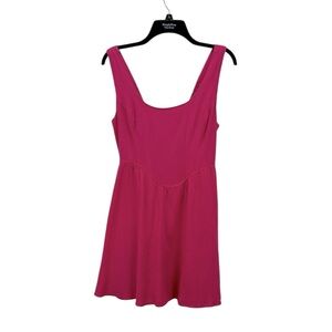 Sincerely Jules Pink Linen Blend Fit & Flare Sun Dress L Smocked Back Sleeveless